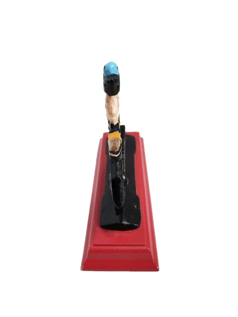 Painted Cast Iron Revolutionary War Soldier Nut Cracker On Wooden Base READ